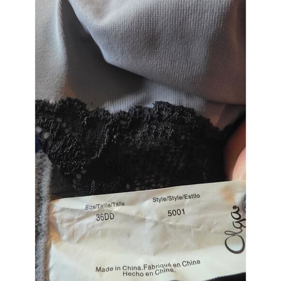 Olga Bra 36DD Womens Underwired Gray Black Lace Not Padded Adjustable Straps - Picture 4 of 4